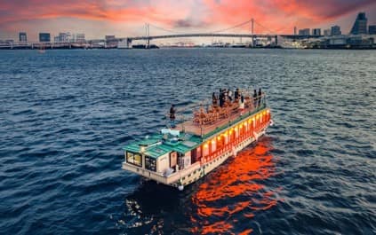 KKday: 8% OFF Tokyo Bay Yakatabune Dinner Cruise to enjoy a traditional Japanese boat cruise with sukiyaki beef, dining and scenic views of the Tokyo skyline.