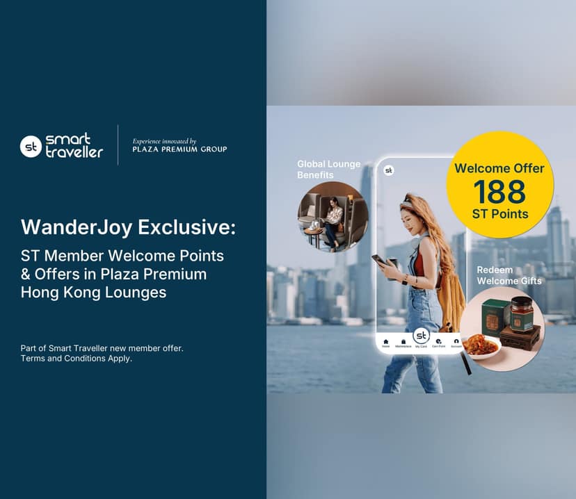Earn exclusive 188 ST Welcome Points and Rewards in Plaza Premium Hong Kong Lounges