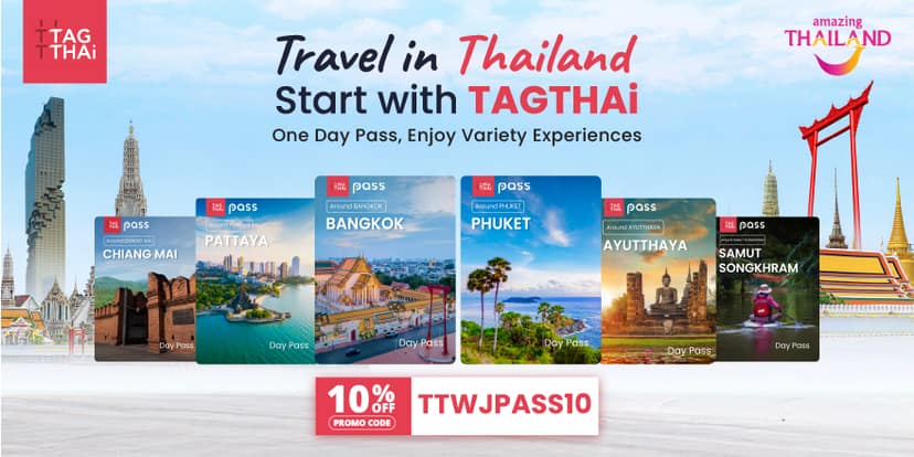 Tag Thai: 10% OFF Tag Thai City Pass to explore popular attractions, local food, cultural experiences, sightseeing activities and things to do across Thailand.