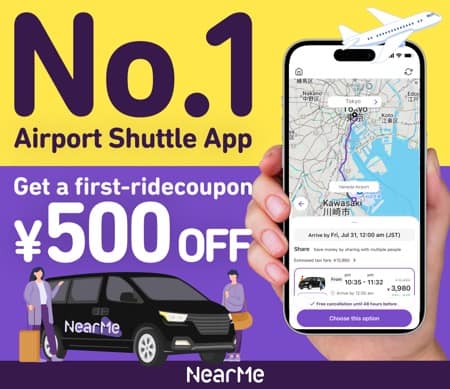 NearMe: ¥500 OFF Your First Airport Shuttle Ride